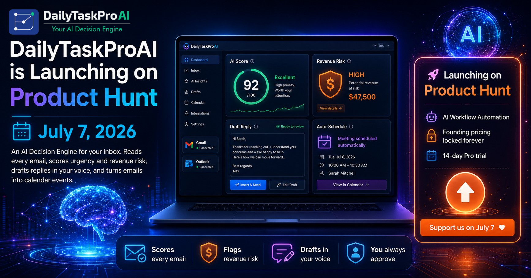DailyTaskProAI is Launching on Product Hunt - July 7, 2026